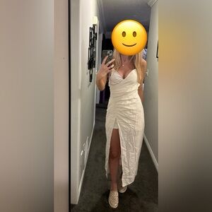 Linen Beige Wrap Dress